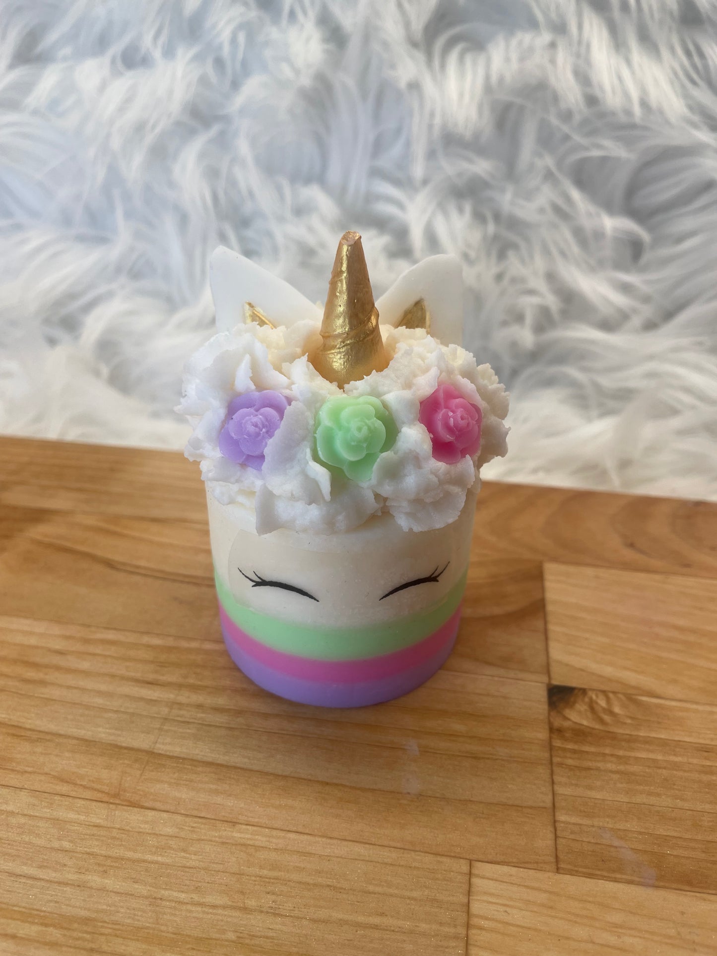 Candle "Unicorn" - rainbow strawberry