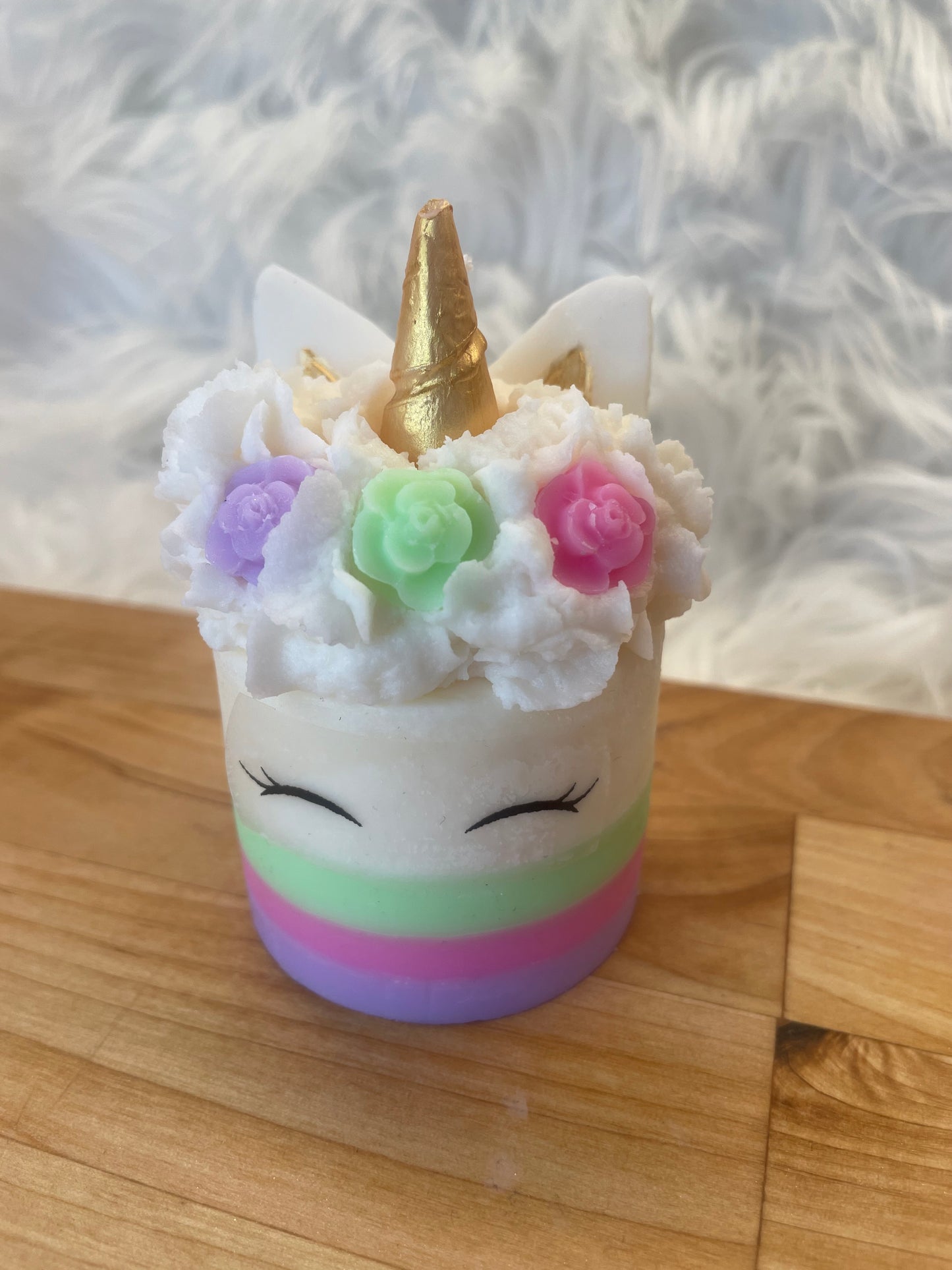 Candle "Unicorn" - rainbow strawberry