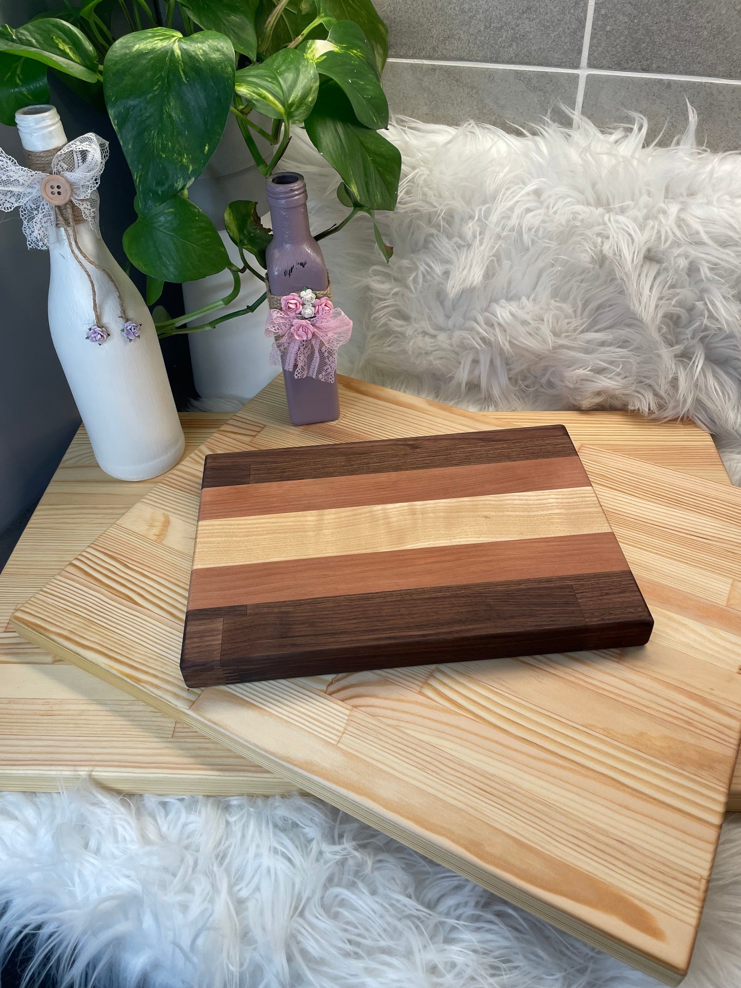 Handmade Cutting Board – Walnut, Cherry & Birch (21x30x3 cm)